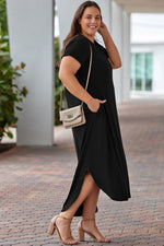 Plus Size V-Neck Short Sleeve Maxi Dress - Ladyez