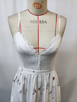 Floral Print Lace Trimmed Asymmetrical Hem Cami Dress