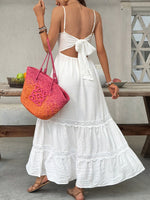Lace Detail V-Neck Tiered Maxi Dress