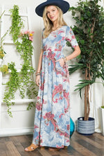 Celeste Full Size Paisley Print Short Sleeve Maxi Dress with Pockets Plus Size - Ladyez