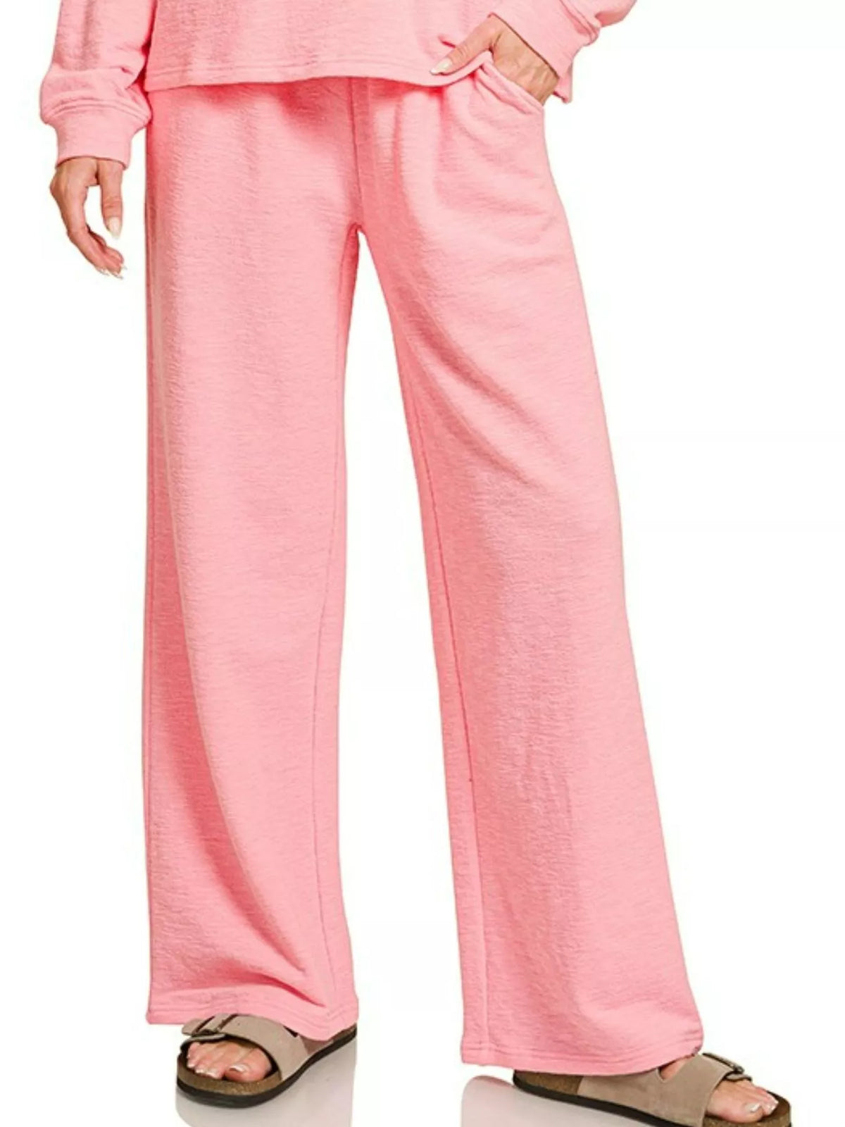 Zenana Slub Long Sleeve Top and Pants Lounge Set