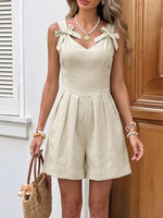 Bowknot Strap Pleated Detail Romper