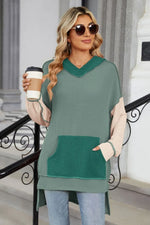 Contrast Hooded Long Sleeve Top