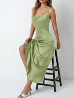 Satin Cowl Neck Cami Dress