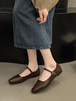 Leather Buckle Mary Jane Loafers