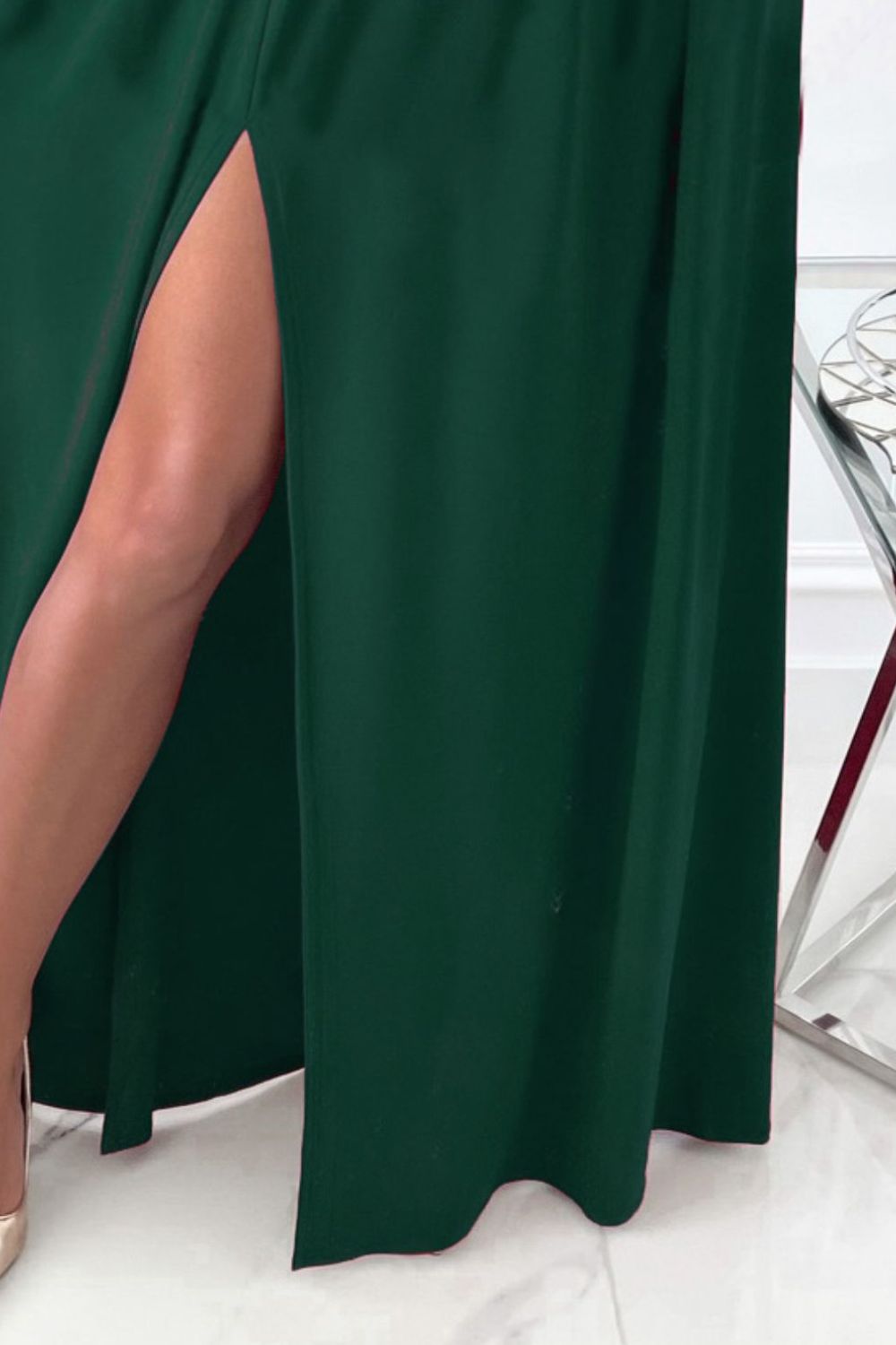 Slit Surplice Long Sleeve Maxi Dress - Ladyez