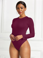 Round Neck Long Sleeve Bodysuit - Ladyez