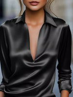 Elegant Deep V Long Sleeve Blouse