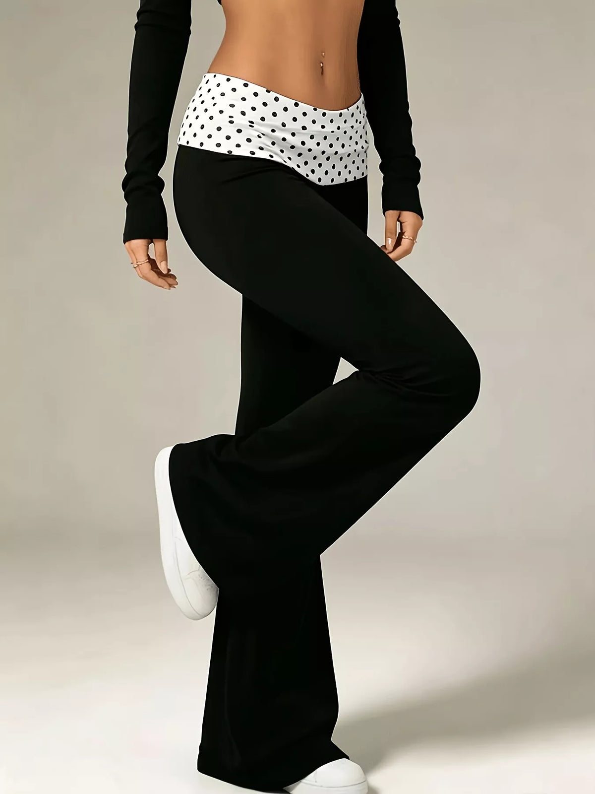 High-Waisted Polka Dot Flare Pants