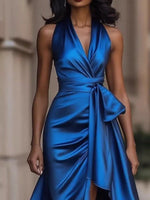 Full Size High-Low Ruffled Satin Maxi Dress Plus Size