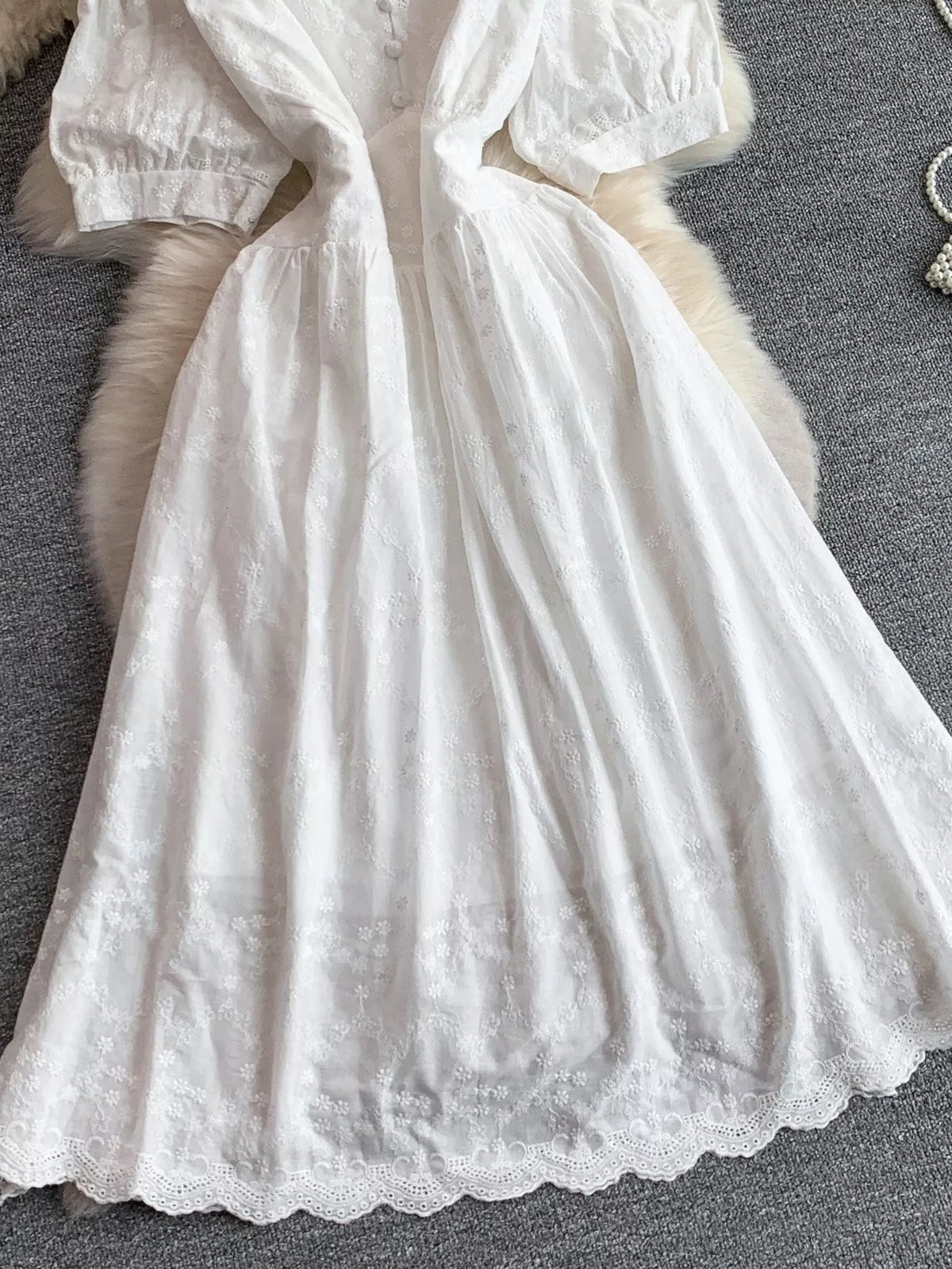 Lace Detail A-Line Midi Dress