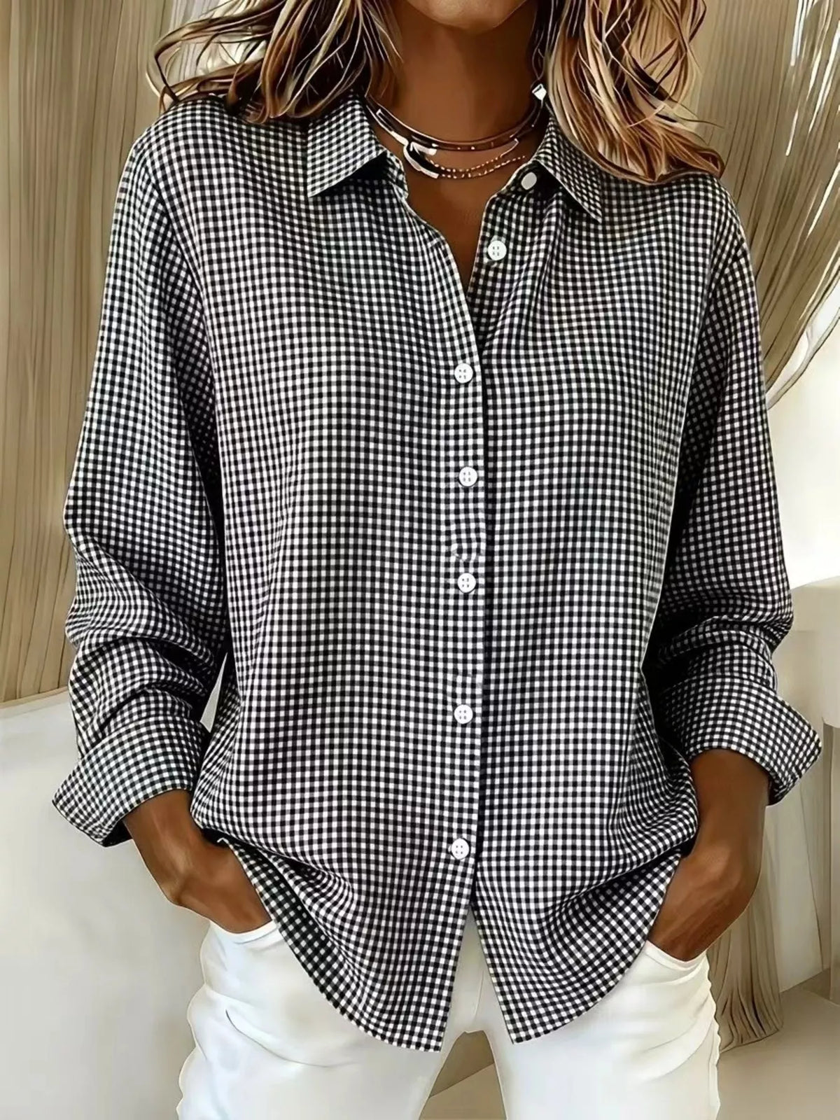Full Size Plaid Button Up Long Sleeve Shirt Plus Size