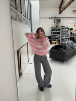 Jaida Loose Striped Pullover Sweater for Cozy Fashion