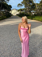 Mian Satin Long Dress Elegant Sleeveless