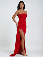 Yaser Strapless Split Long Dress