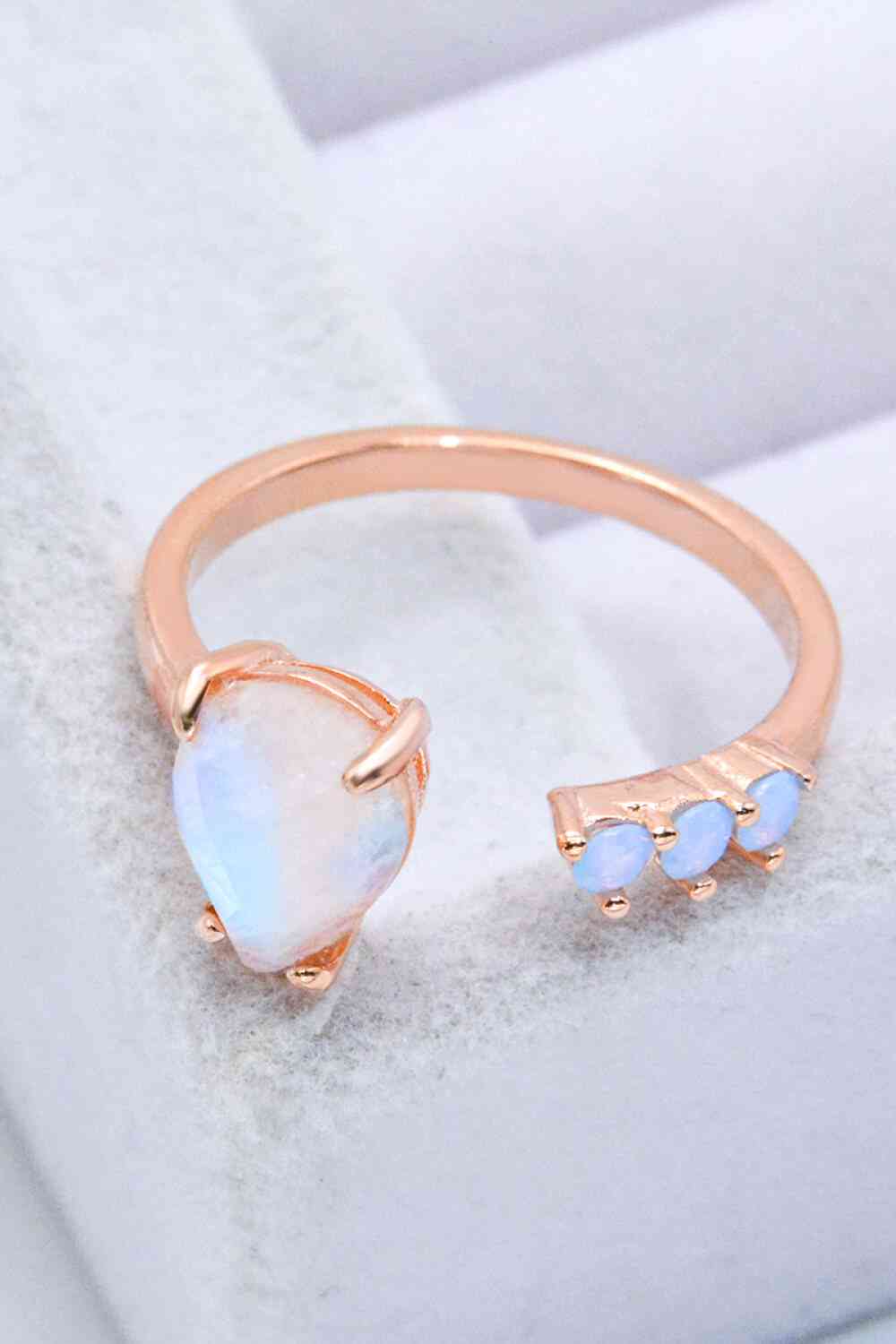 18K Rose Gold-Plated Moonstone Open Ring - Ladyez
