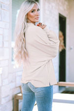 Collared Neck Half Button Long Sleeve Blouse - Ladyez