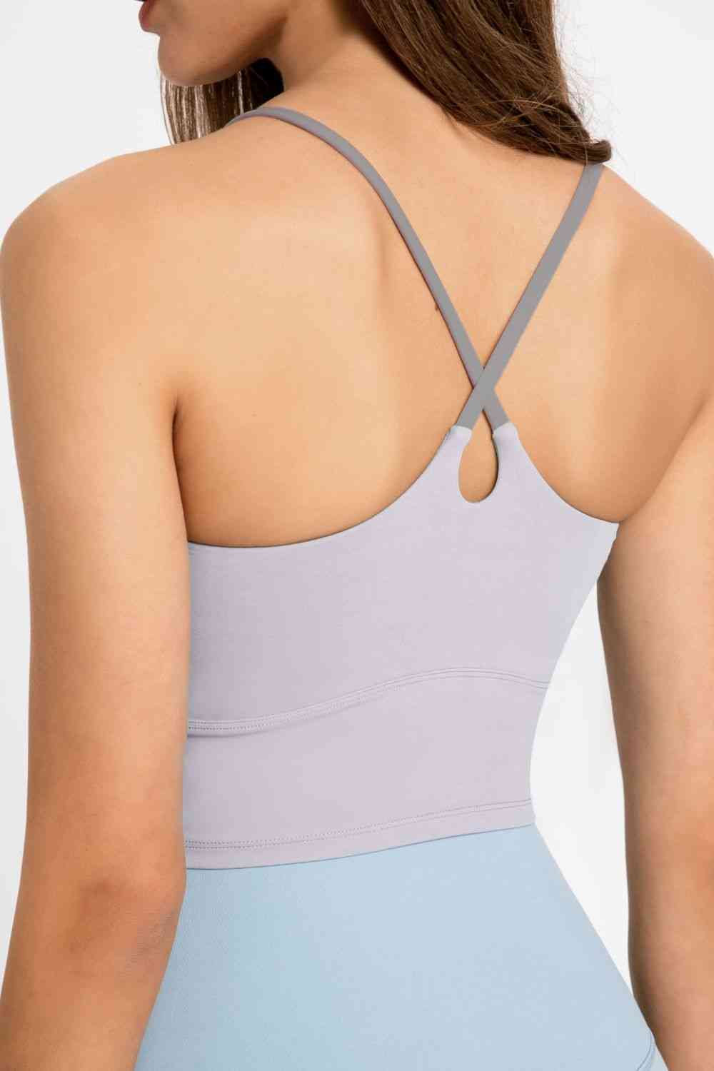 Crisscross Back Scoop Neck Sports Cami - Ladyez