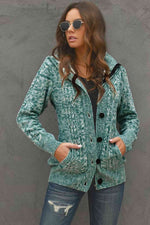Cable-Knit Fleece Lining Button-Up Hooded Cardigan - Ladyez