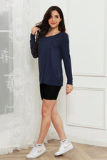 Basic Bae Full Size V-Neck Long Sleeve Top - Ladyez