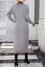 Notched Neck Dropped Shoulder Button-Down Midi Dress - Ladyez