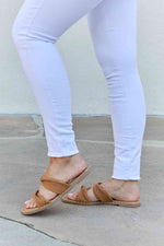 Qupid Summertime Fine Double Strap Twist Sandals - Ladyez