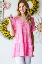Heimish Full Size Leopard Ruffle Trim Short Sleeve Top - Ladyez