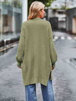 Long Sleeve Waffle-Knit Cardigan - Ladyez