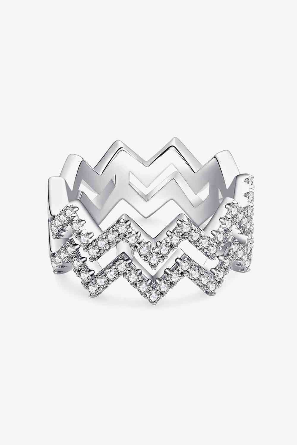 Adored Moissanite Zigzag Stacking Rings - Ladyez