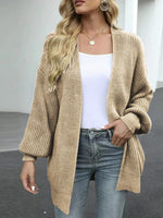 Drop Shoulder Balloon Sleeve Cardigan - Ladyez