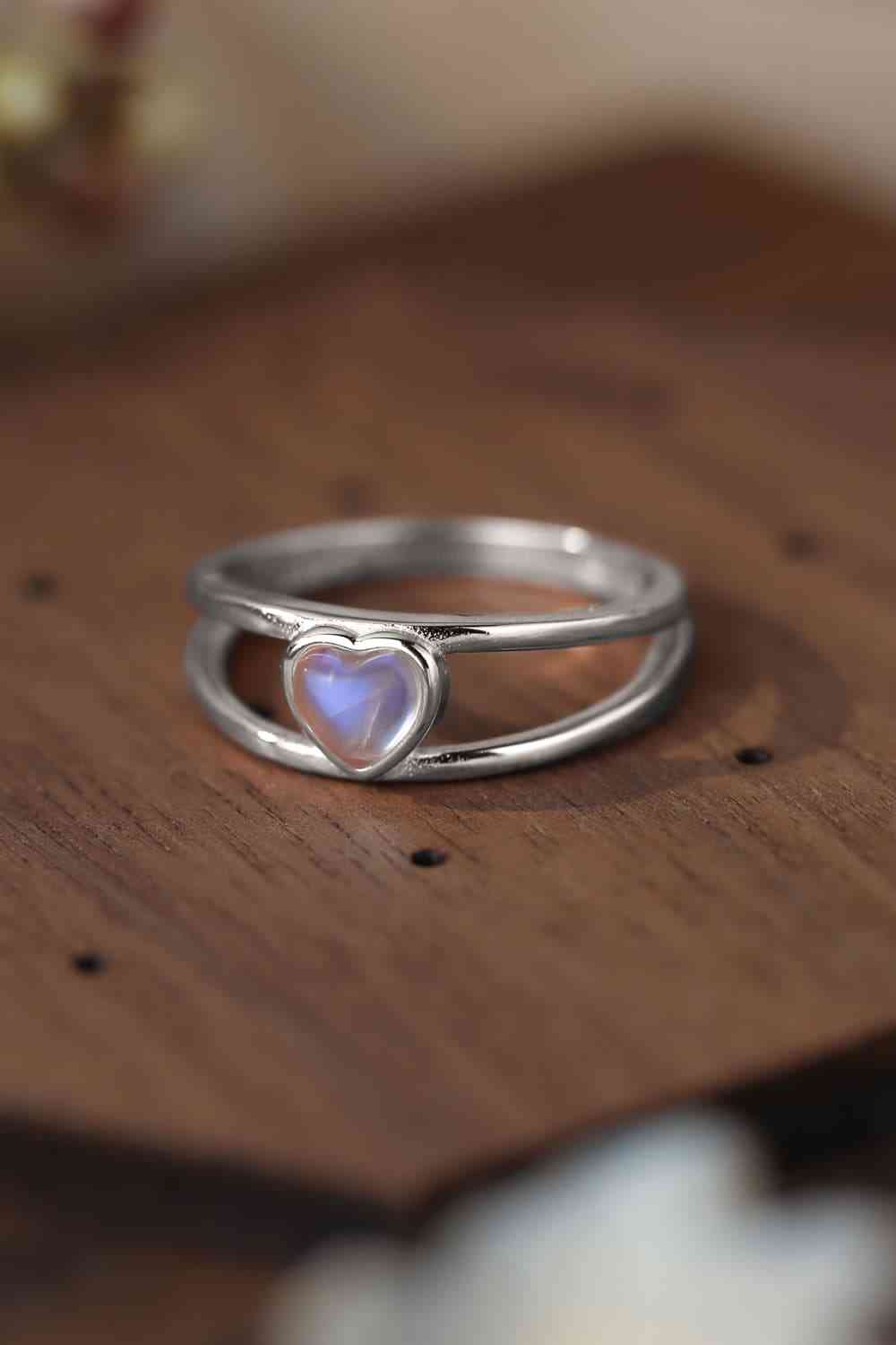 Moonstone Heart 925 Sterling Silver Ring - Ladyez