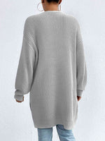 Open Front Dropped Shoulder Slit Cardigan - Ladyez