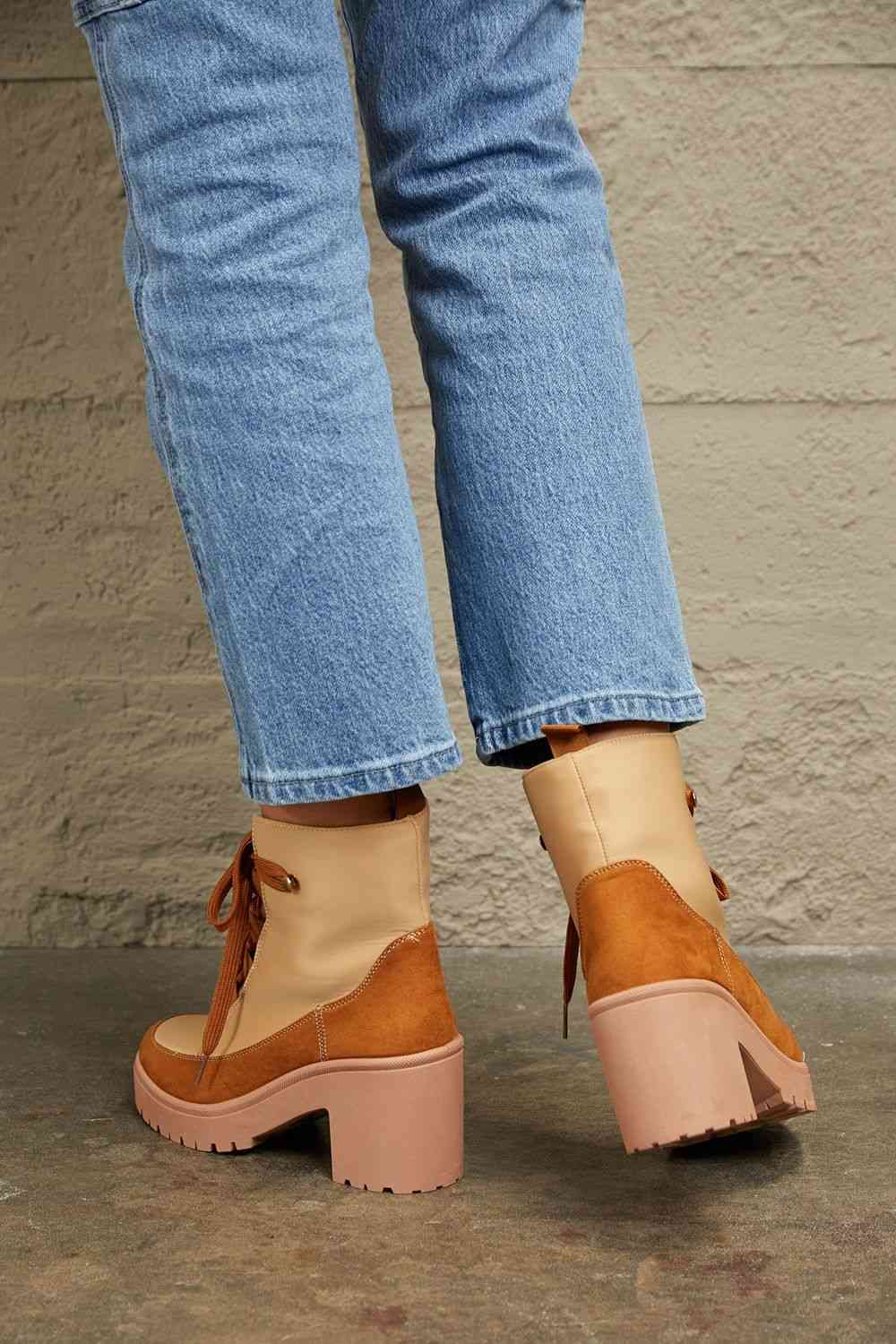 East Lion Corp Lace Up Lug Booties - Ladyez