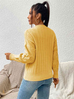 Round Neck Long Sleeve Sweater - Ladyez