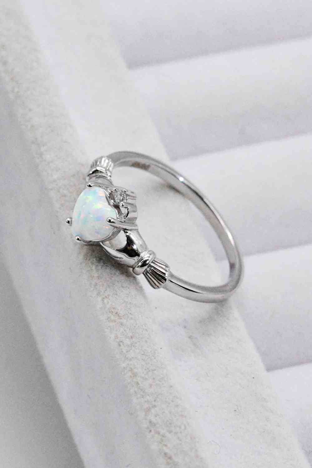 925 Sterling Silver Heart Opal Ring - Ladyez