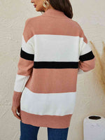 Color Block Button Down Cardigan - Ladyez