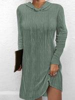 Drawstring Hooded Sweater Dress - Ladyez