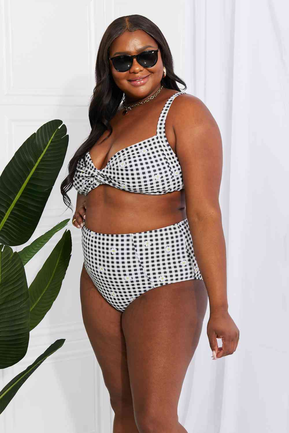 Marina West Swim Take A Dip Twist High-Rise Bikini in Black - Ladyez