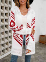 Geometric Fuzzy Hooded Cardigan - Ladyez