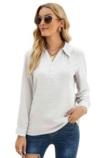 Swiss Dot Johnny Collar Blouse - Ladyez