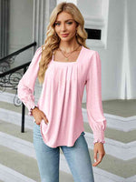 Square Neck Puff Sleeve Blouse - Ladyez