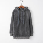 Quarter-Zip Drawstring Teddy Hoodie - Ladyez