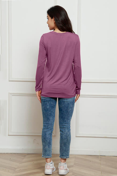 Basic Bae Full Size Round Neck Long Sleeve Top - Ladyez