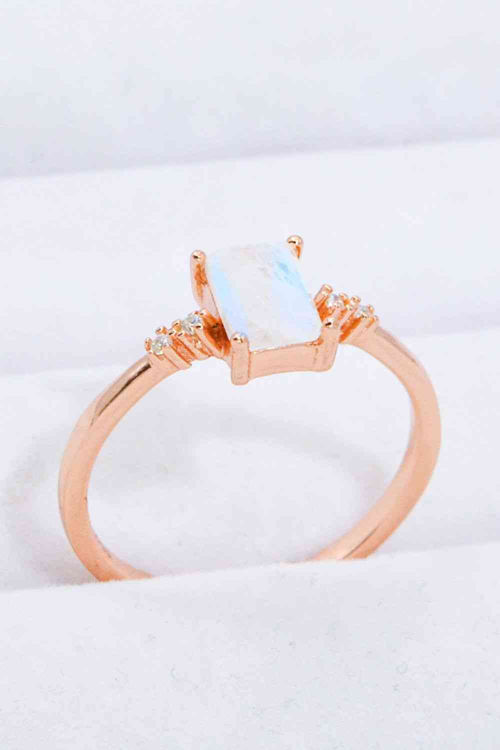 Rectangle Natural Moonstone Ring - Ladyez