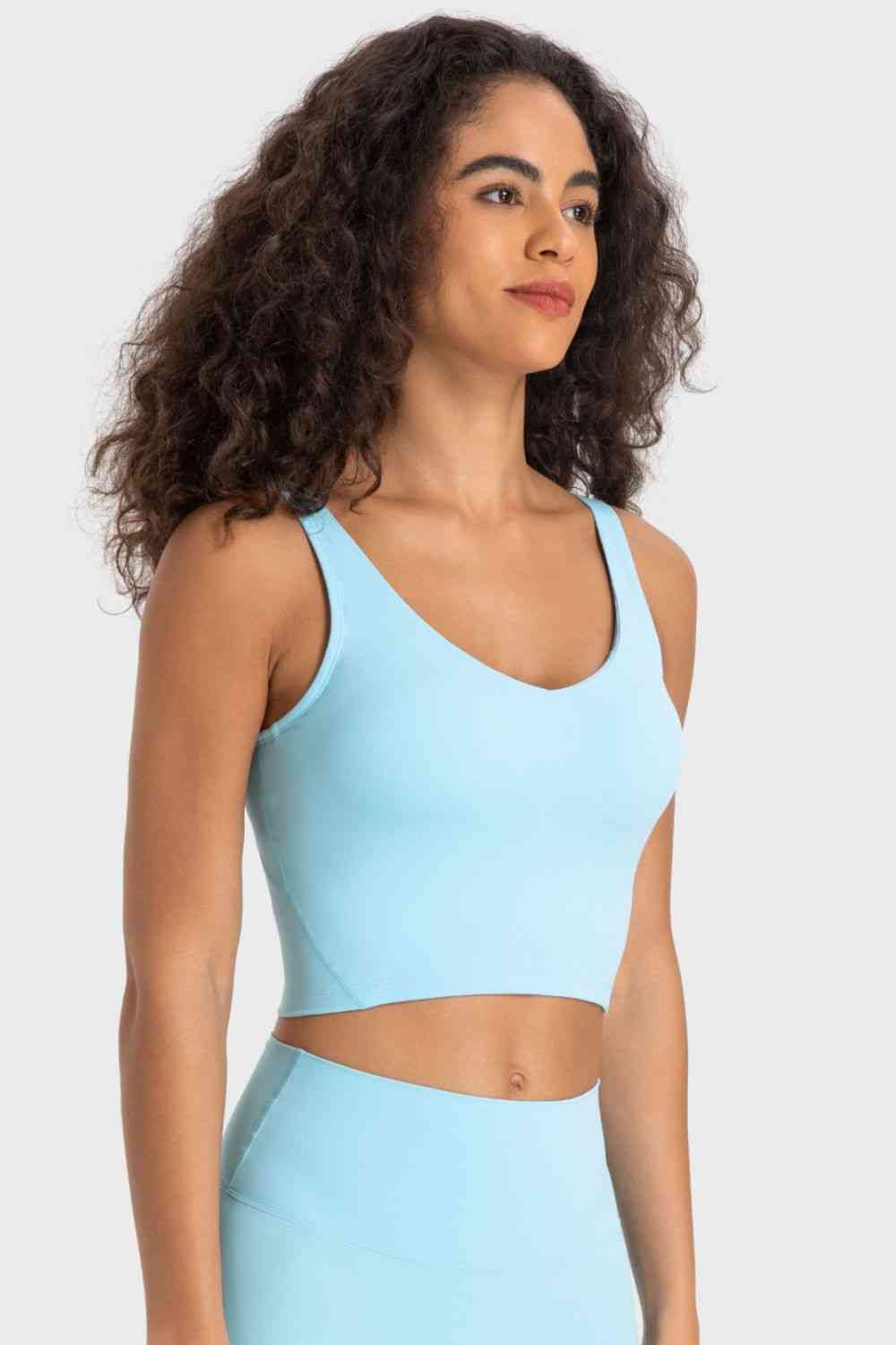 Deep V-Neck Crop Sports Bra - Ladyez