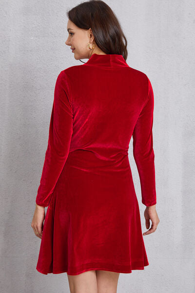 Sequin Ruffle Hem Long Sleeve Mini Dress - Ladyez