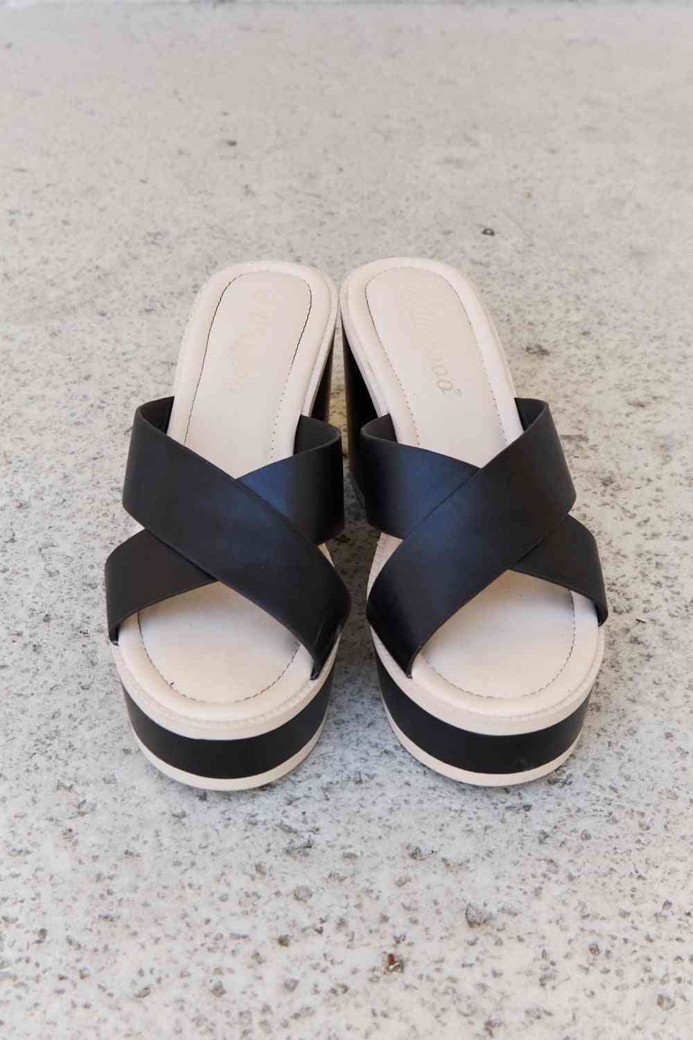 Weeboo Cherish The Moments Contrast Platform Sandals in Black - Ladyez