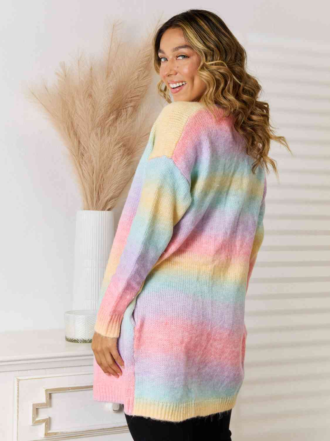 Full Size Gradient Open Front Cardigan - Ladyez