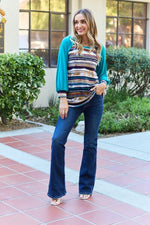 Celeste Design Full Size Striped Long Sleeve Top - Ladyez