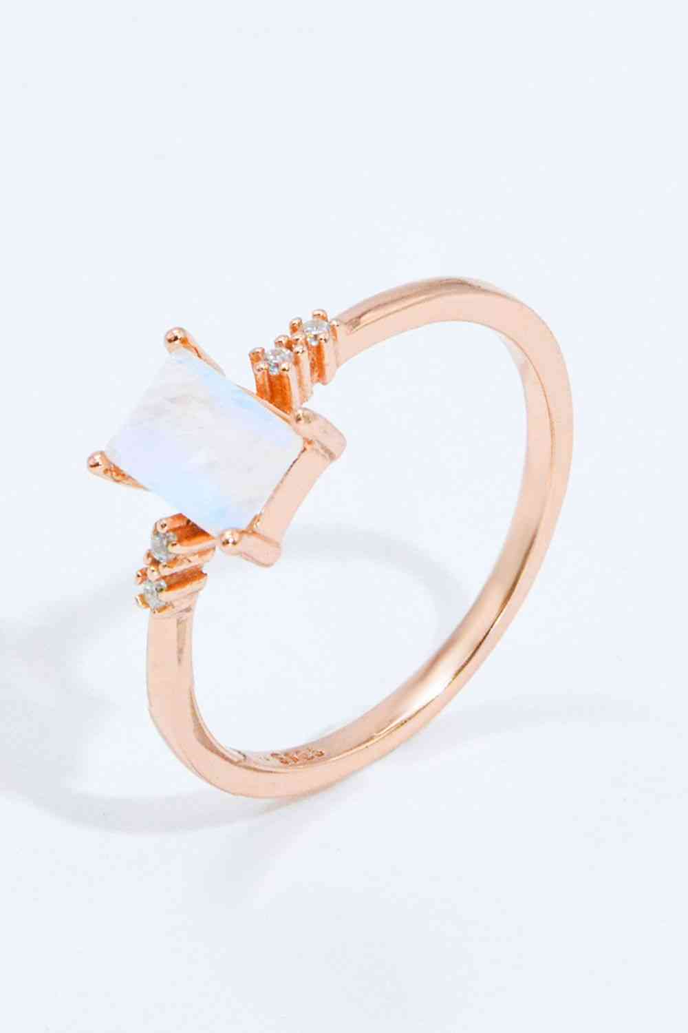 Rectangle Natural Moonstone Ring - Ladyez